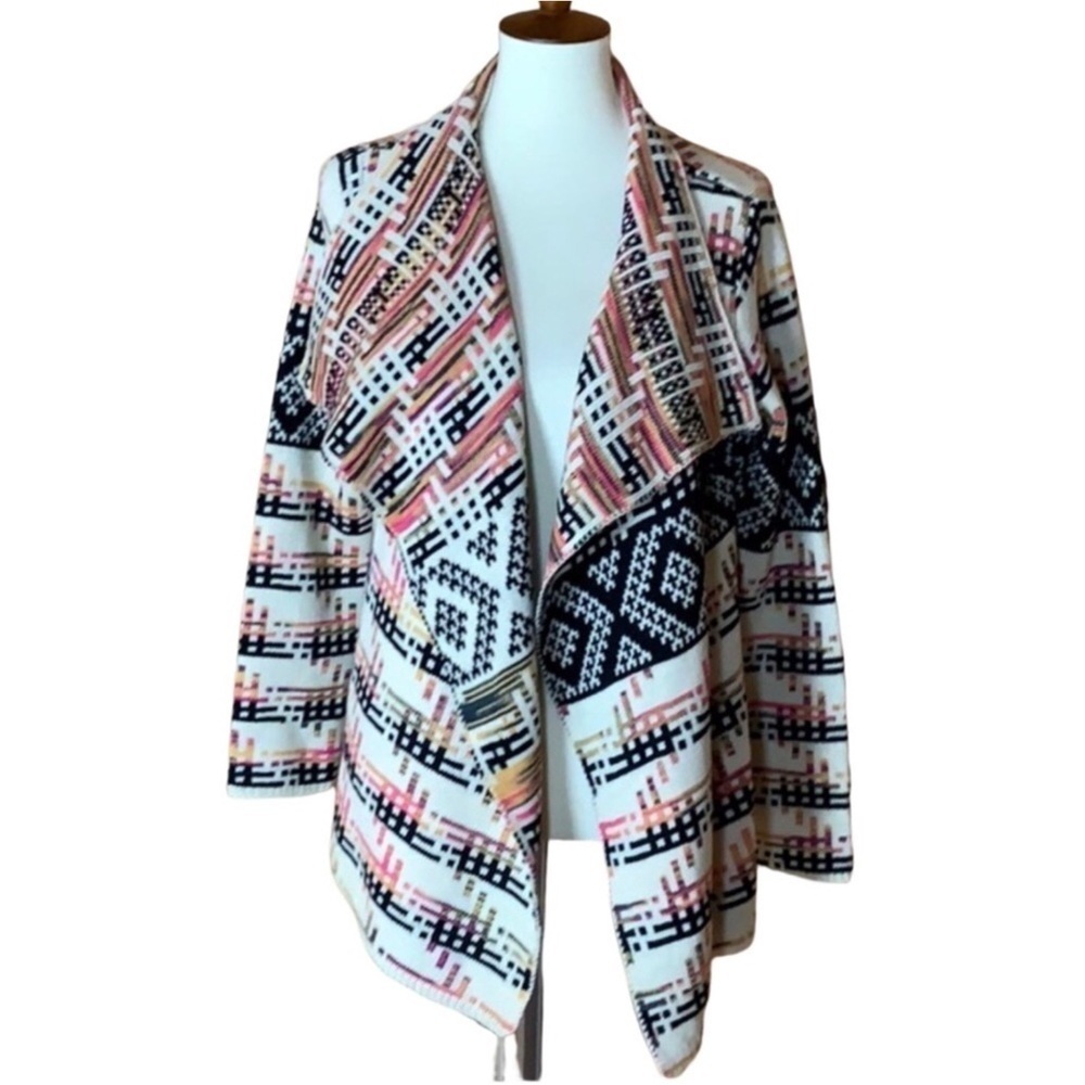 Baciano by Bacci tribal print / Aztec design cardigan sweater Size Large New